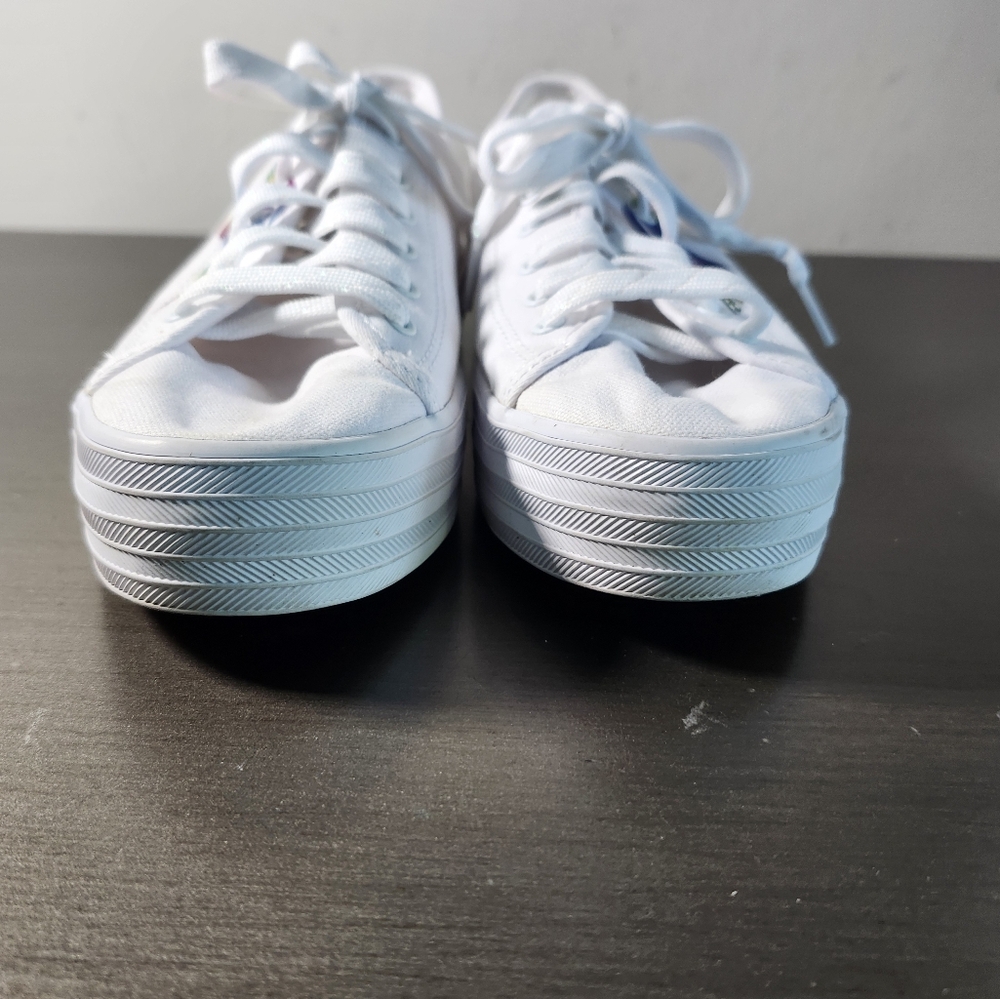 Keds Kickstart Triple White Rainbow Wave Stripe Platform Sneakers Size 8M NWOB - Picture 3 of 7